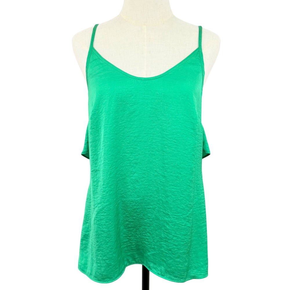 Cabi Park Cami Small Verdant Green Ruffle Back Tank Top Racerback Feminine EUC